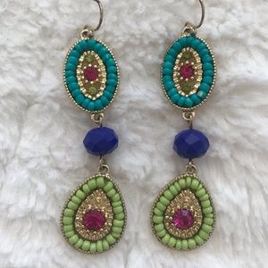 Beaded colorful drop earrings